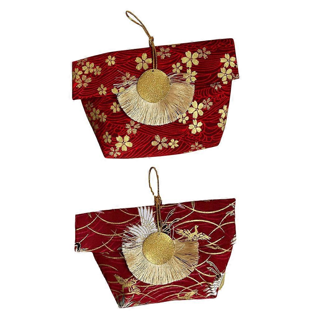 Lunar New Candy Bags Wedding Party Supplies Rectangular Red 15.5X10CM Storage 2Pcs