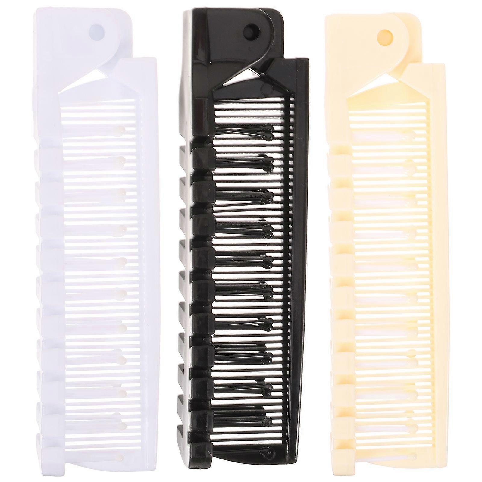3pcs Hair Brushes Travel Combs Portable Folding Combs Compact Detangling Combs