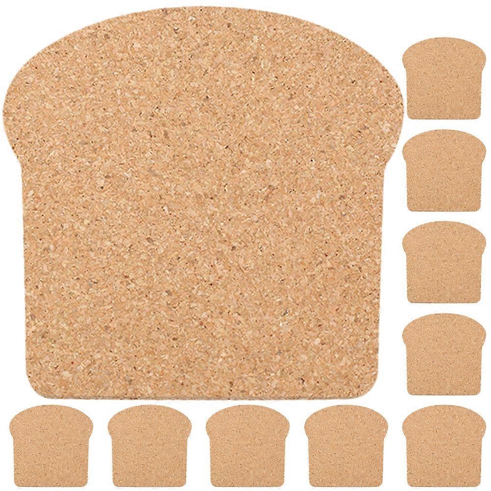Insulation Pad Coasters Toast Shaped Cork Coasters Heat-Resistant Cup Mats For Kitchen Light Brown 10X10X0.5CM Protect Tabletop 10Pcs