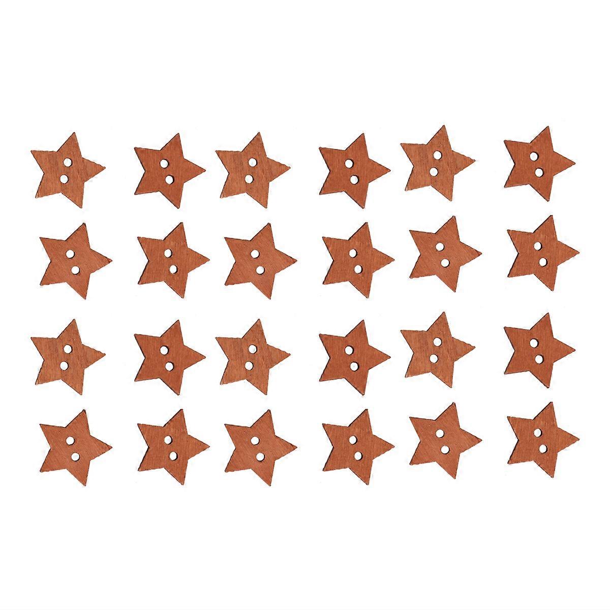 Star Shaped Buttons Crafts Wooden Stars Buttons Handicraft Enthusiasts Diy Material Chocolate 2 X 2 X 0.2cm 100Pcs