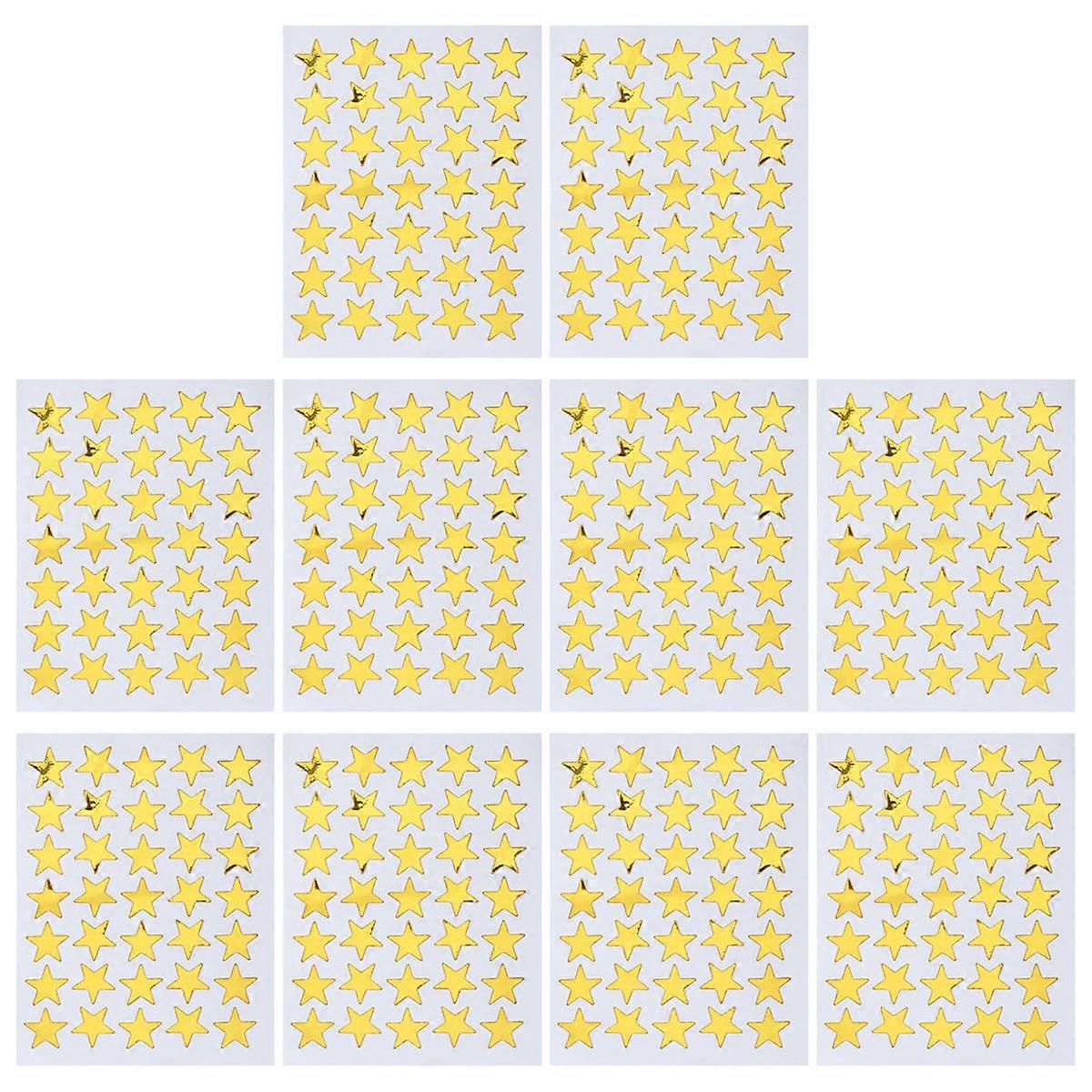 Pointed Star PVC Stickers, 10pcs Self Adhesive Removable Reward Stickers for Classroom Motivation, Student Charts and Marking