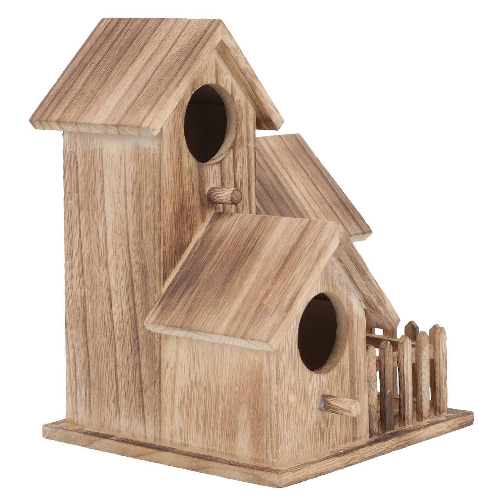 Wood Bird Nest Villa Outdoor Garden Aviary for Parakeets, Durable Wooden Nesting House, 15x12x10 cm