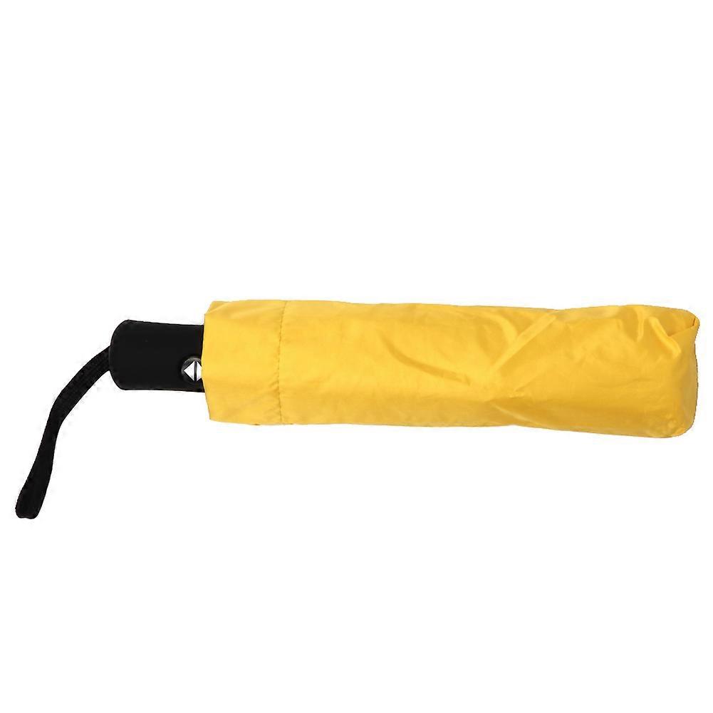 3-seater Folding Portable Umbrella Automatic Anti-UV Sun Rain Yellow Parasol for Outdoor Travel