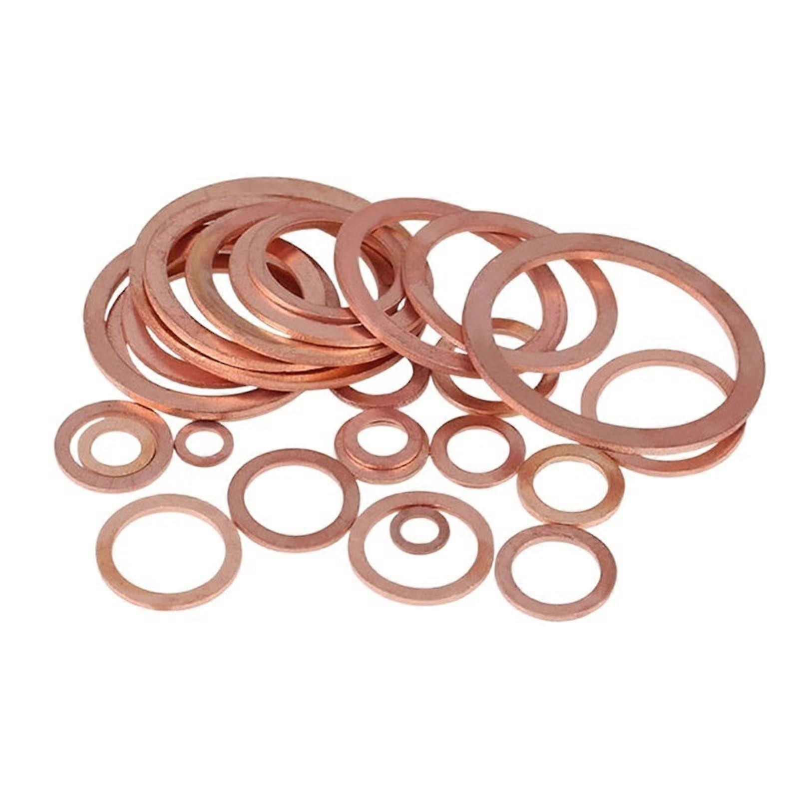 Copper Flat Washers M8x12x1 for Sealing, Corrosion Resistant, 20pcs, Compatible with M5, M6, M10, M12, M14, M16, M18, M48