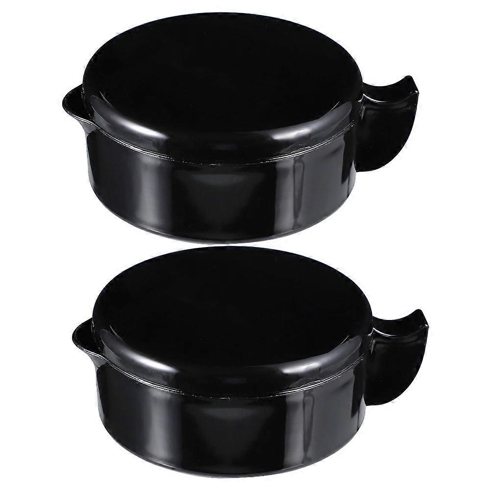 Black Durable Ink Dish Practical Inkwell with Lid for Writing Use Multifunctional PP 2pcs Set