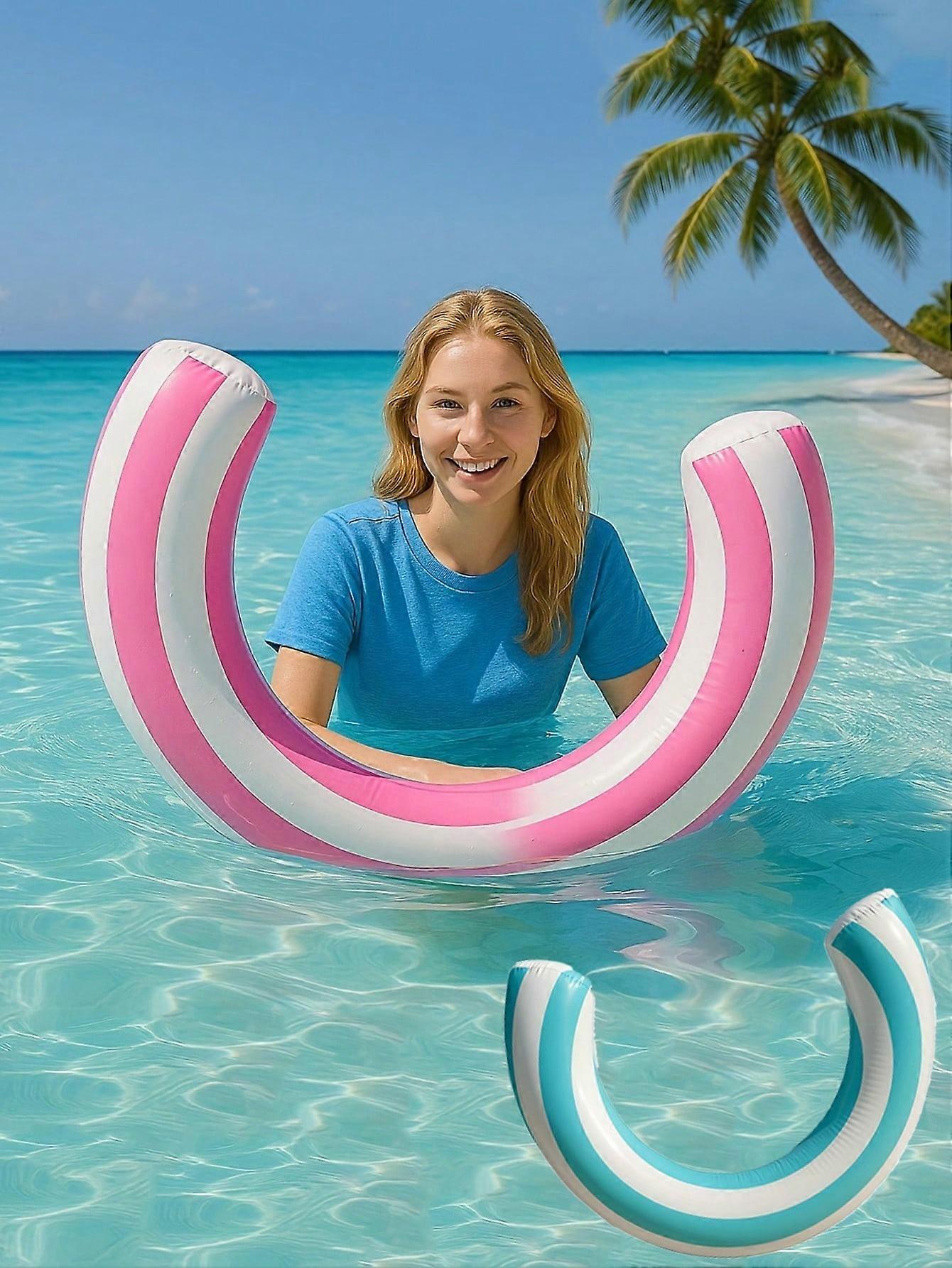 Inflatable Curved Pool Float - Durable PVC, Tropical Palm Tree Design for Summer Fun