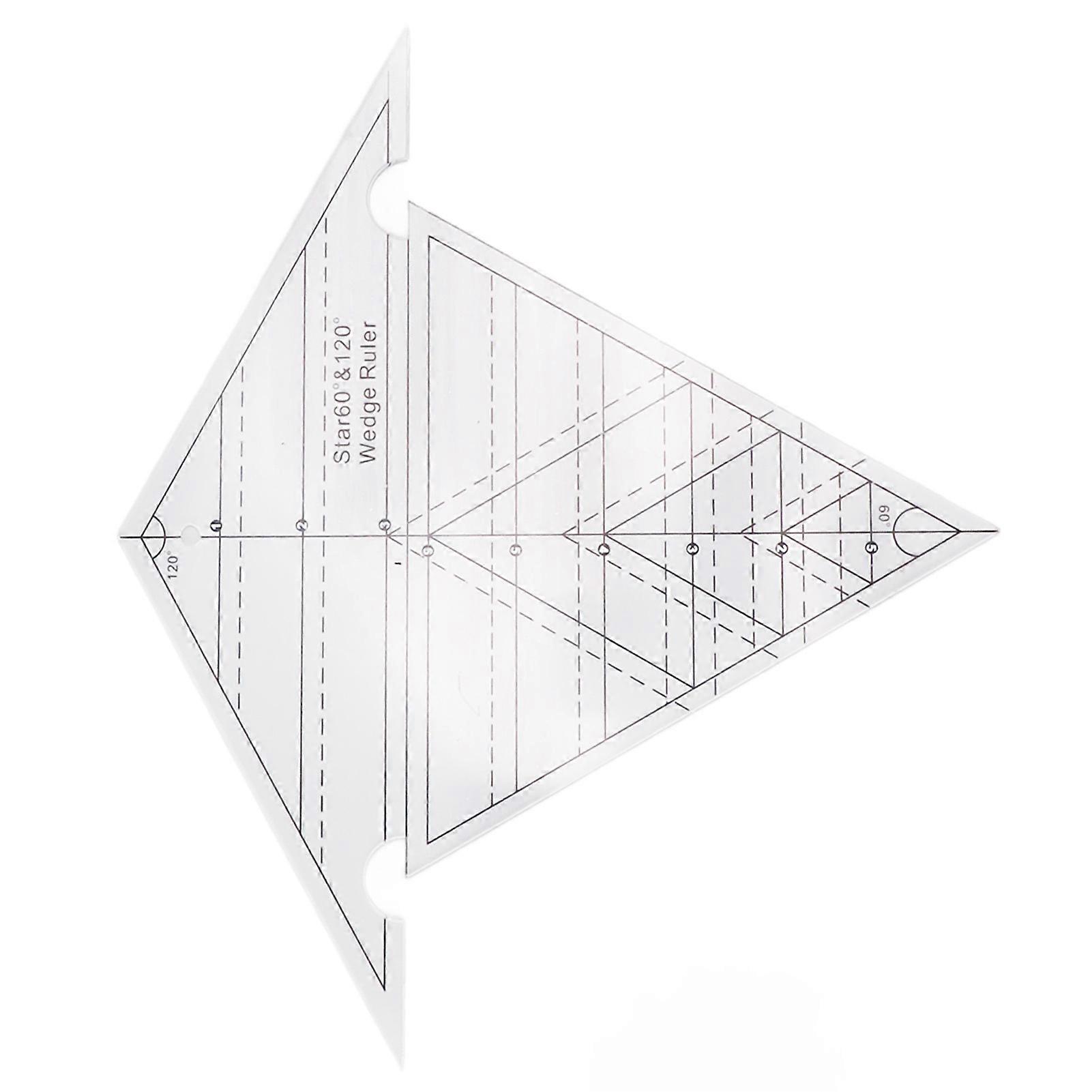 Sewing Wedge Ruler 60 Degree and 120 Degree Acrylic Transparent Precise Scale Reusable Quilting Ruler for DIY Design 