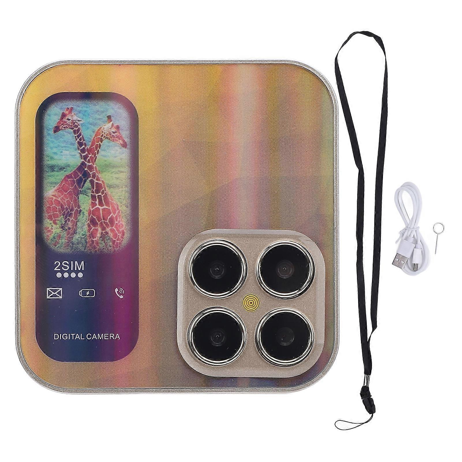 Gold Flip Mobile Phone with Dual Screens, Big Buttons, FM Radio, Perfect Birthday Gift