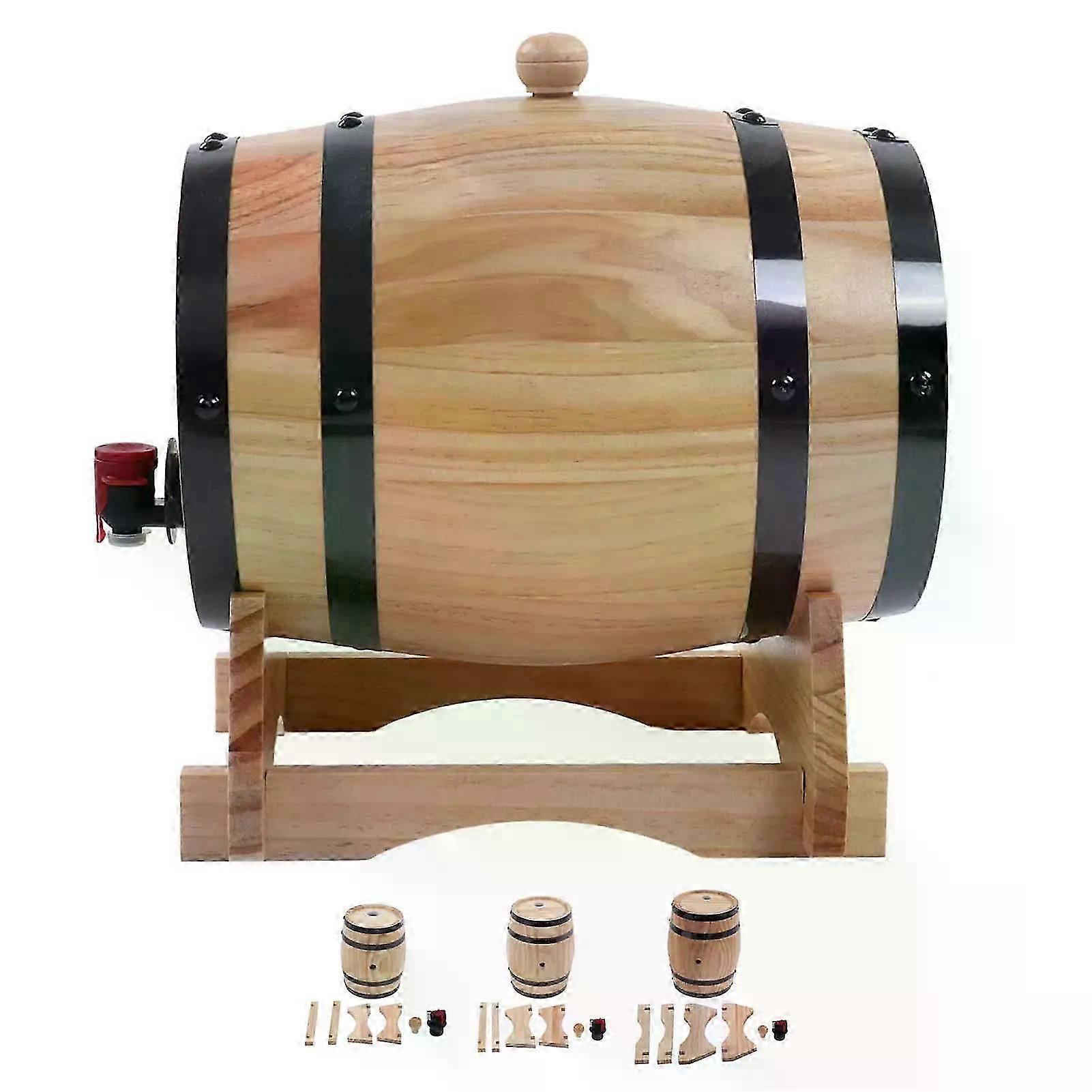 1/3/5L Wine Barrel Self Brewed Wine Pine Aging Barrels Wooden Beer Barrels Fit For Bar Catering Barbecue Shop Home Kitchen Accessory