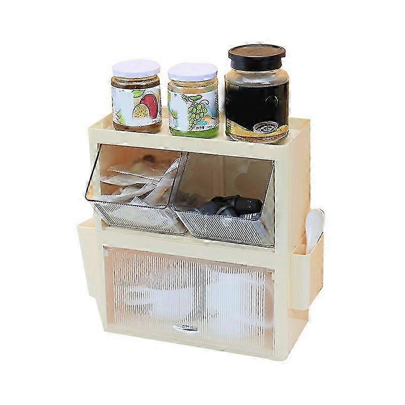 Wall Hanging Tea Bag Storage Rack Space Saving Box for Coffee Capsules and Snacks in Cream Yellow