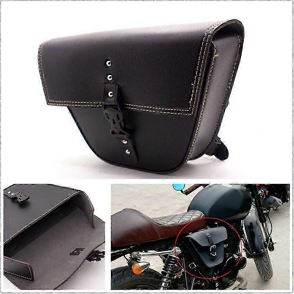 Triangle Synthetic Leather Motorcycle Side Saddle Bag For Cafe Racer and ATV Bikes