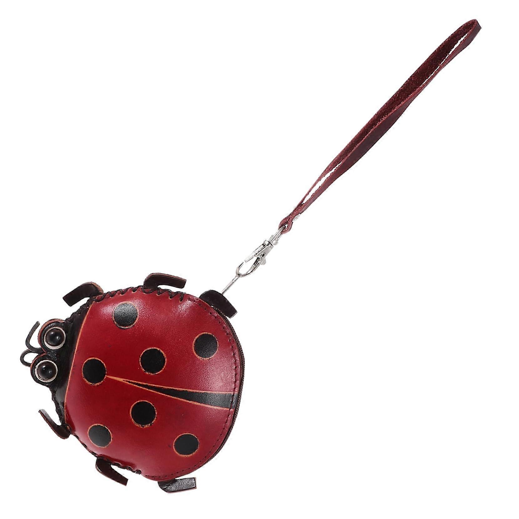 Ladybug Coin Purse for Women, 10.5x10cm Reversible Change Wallet with Keychain, 2-Pack for Kids and Adults