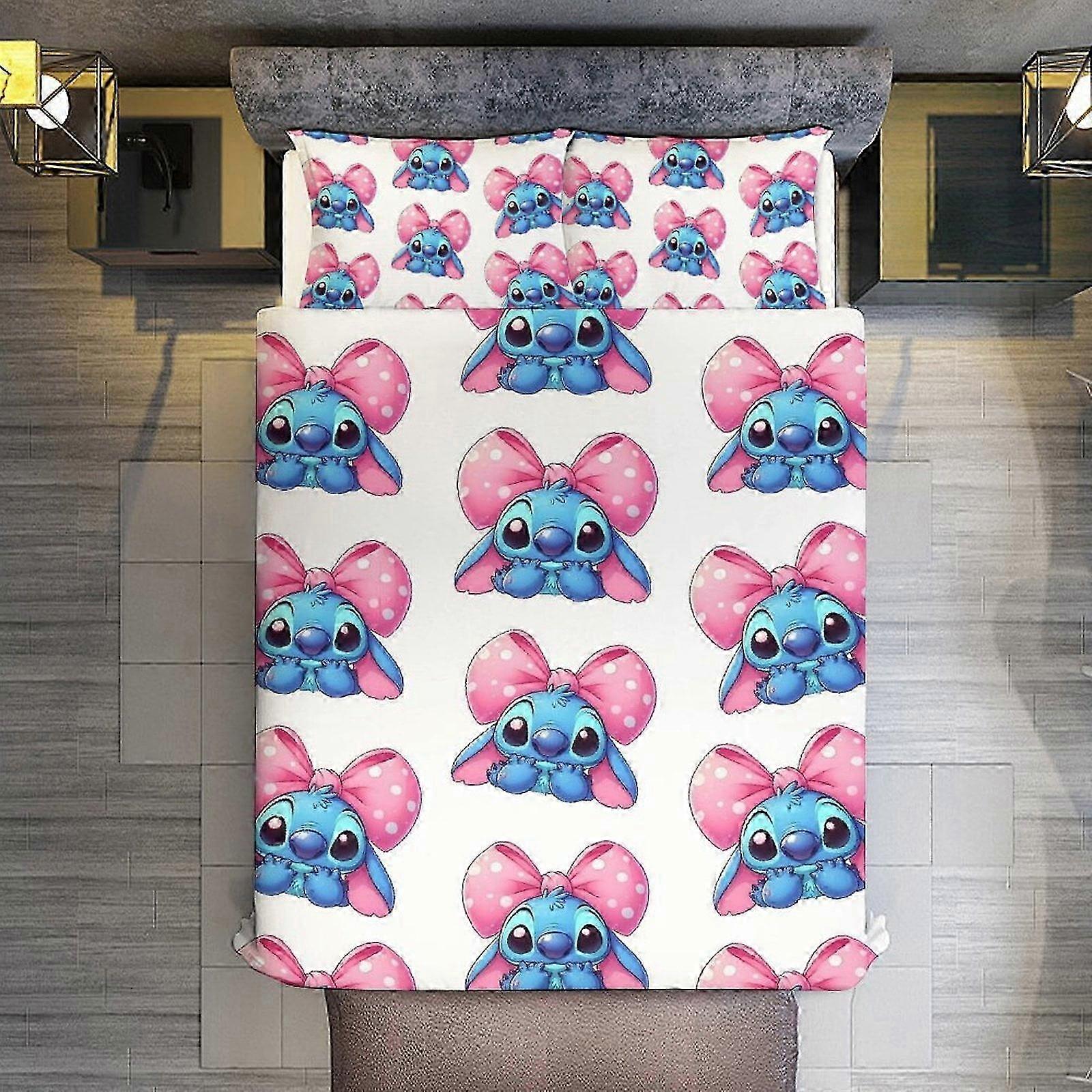 Conjunto de Cama com Design de Laço Rosa Conjunto de Capa de Edredom de 3 Peças Tamanho Completo Super Macio Resistente ao Desbotamento Microfibra 1 Capa com Zíper e 2 Pillowcas