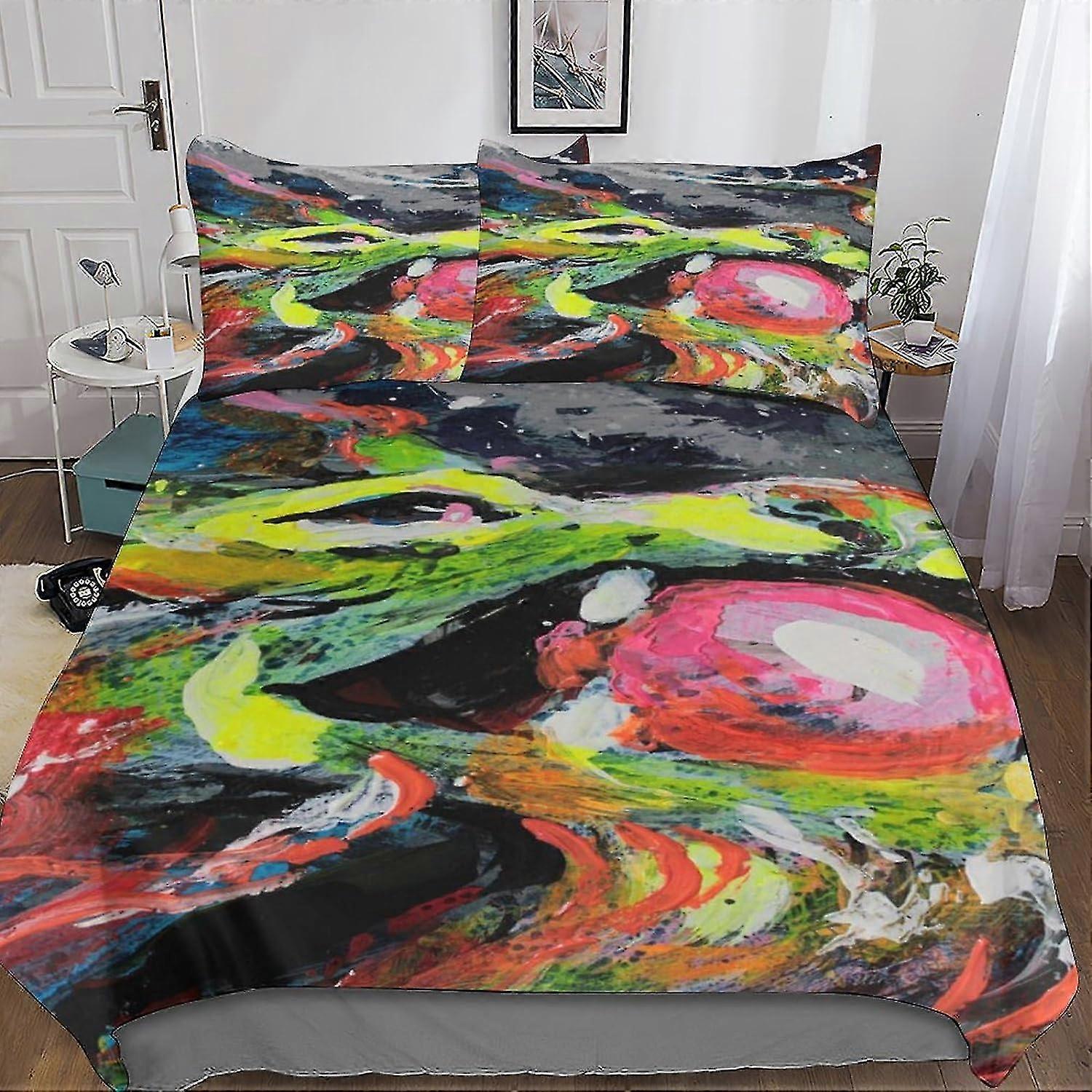 Abstract Art 3D Printed Duvet Cover Set Soft Microfiber Minimalist Design Quilt Cover 3 Pieces with Zipper Closure Suitable for Comforters a