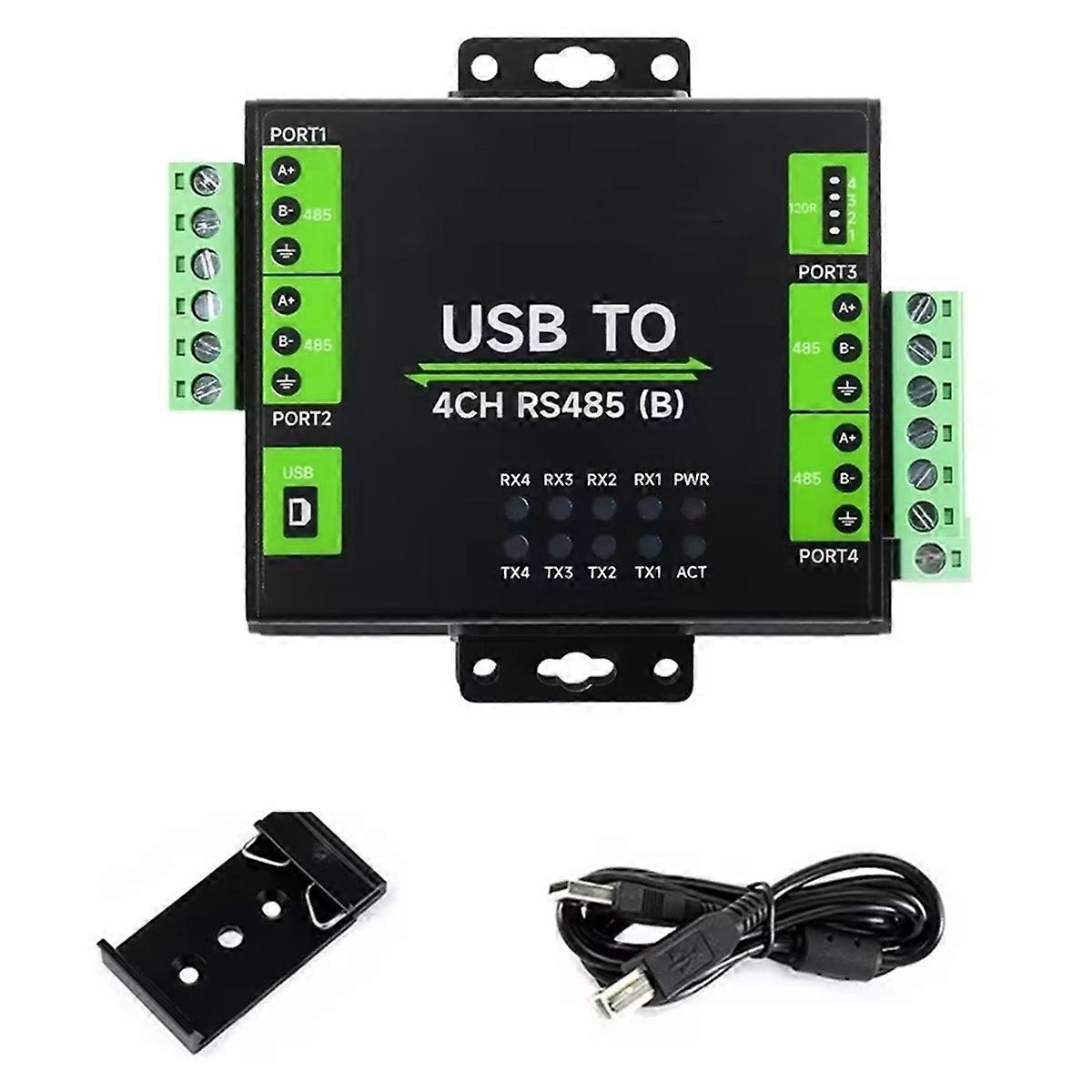 Industrial Isolated USB to 4Ch RS485 Converter (B) 26545 CH344L Chip, Multi Protection Circuits, Multi Systems Support