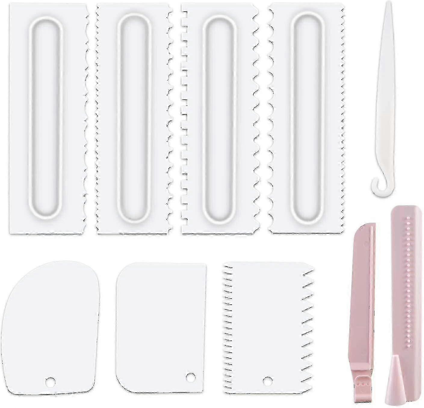 Cake Scraper & Decorating Comb Set - Plastic Icing Smoother with Sawtooth Edge for Cake Frosting hwy