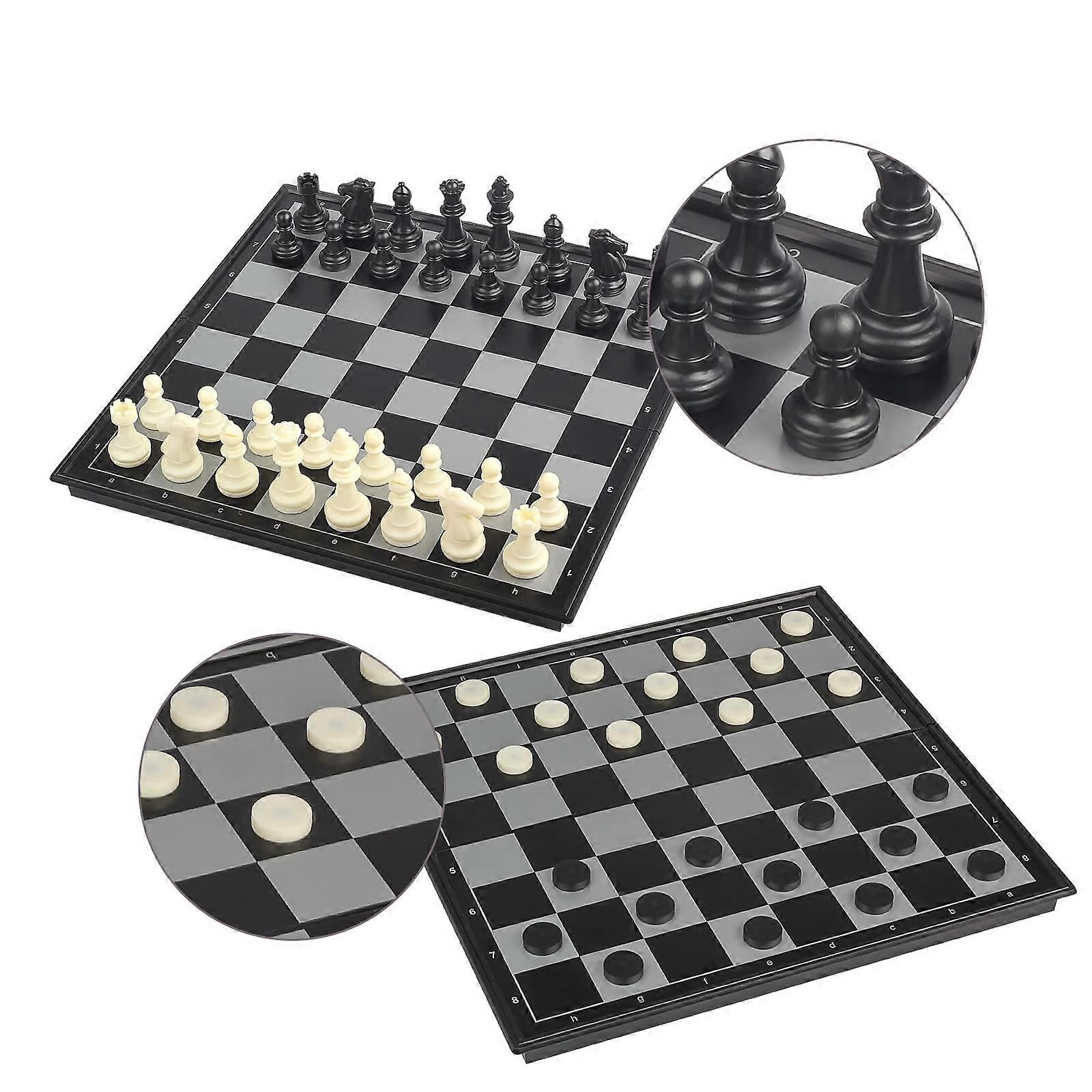 Foldable Magnetic Chessboard Playset CXYXQ-01 (S) - 2-in-1 Chess and Checkers, 20x20x2cm, Compact Design