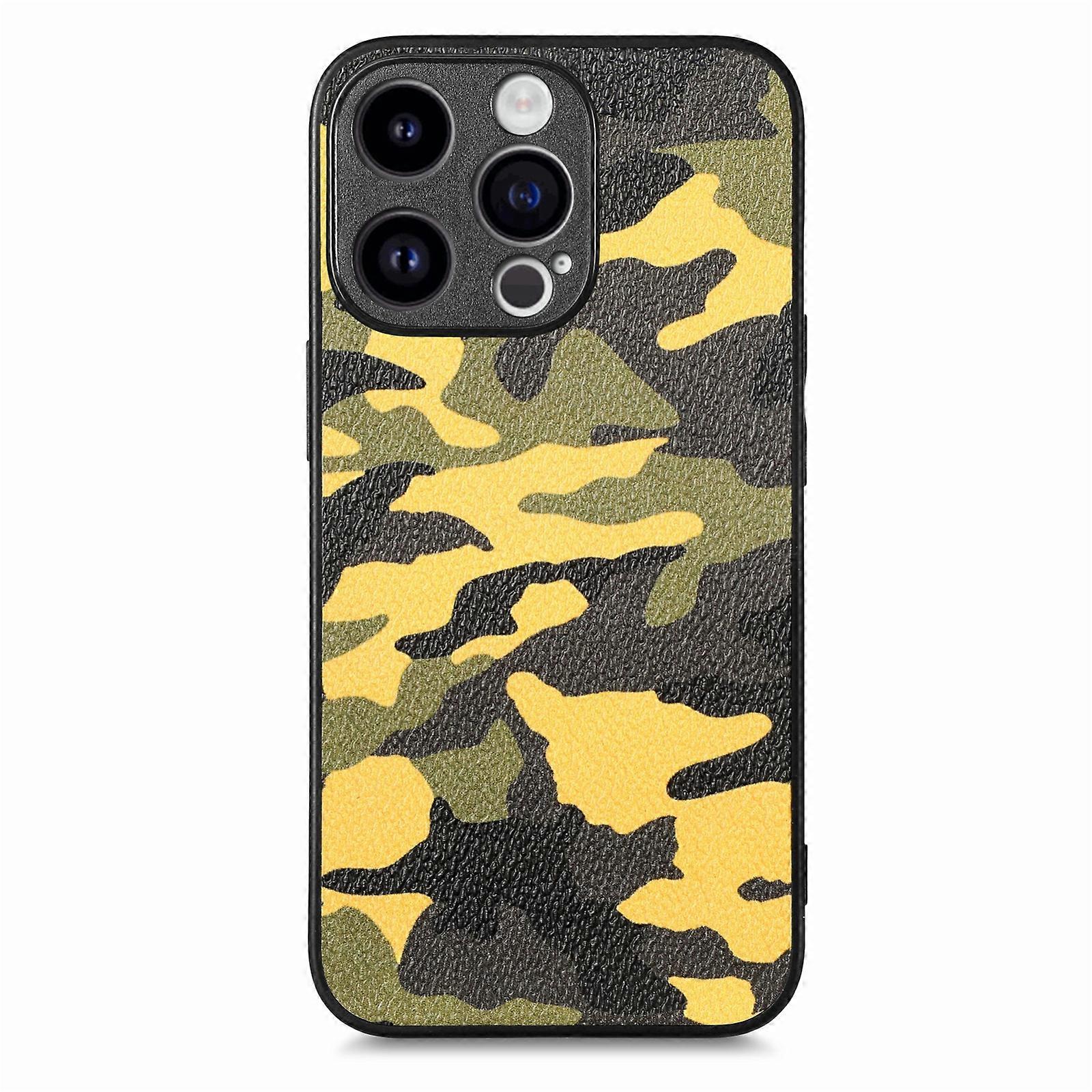 Retro Camouflage Leather Back Phone Case