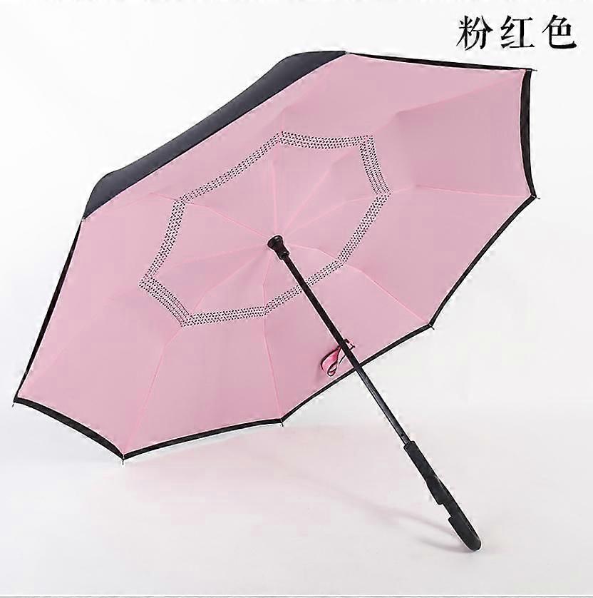 C-Handle Parasol Folding Rain Windproof Umbrella Double Layers Inverted Reverse