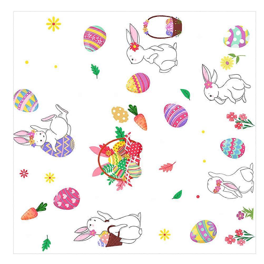 Cartoon Design PVC Window Sticker Decor Easter Party Scene Shop Window Display Static Clings 30X27CM 2Pcs