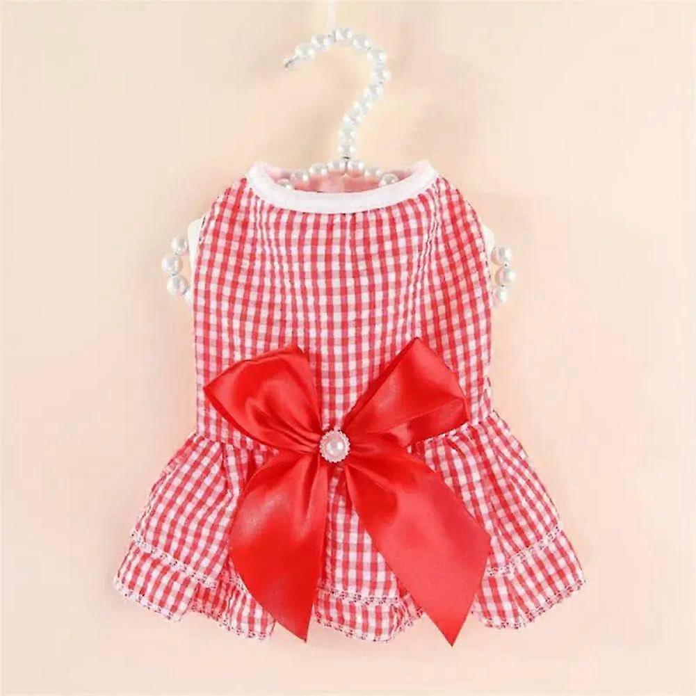 Cat Dress for Summer, Puppies and Kittens, Striped and Checkered Style DD XL with Bow for Pets, Rabbit Friendly