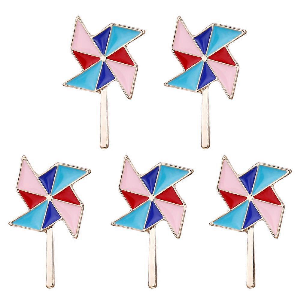 5pcs 다채로운 합금 풍차 브로치 핀 여성 및 남성을 위한 크리에이티브 만화 칼라 배지, 장식용 퇴색 방지 옷깃 액세서리