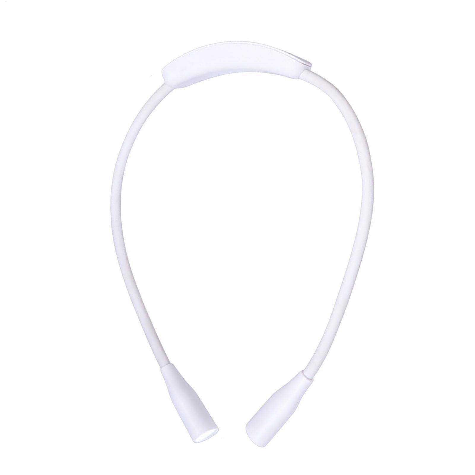LED Neck Reading Light - USB Rechargeable Book Lamp with Adjustable Bendable Arms, Soft Eye Protection, Lightweight Design in White