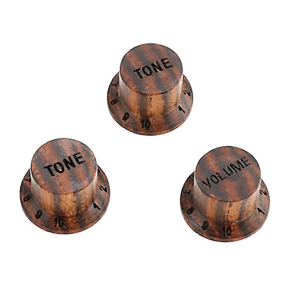 3pcs Wooden Guitar Potentiometer Knobs for Electric Bass – Durable, Easy Install, Corrosion Resistant Instrument Accessories