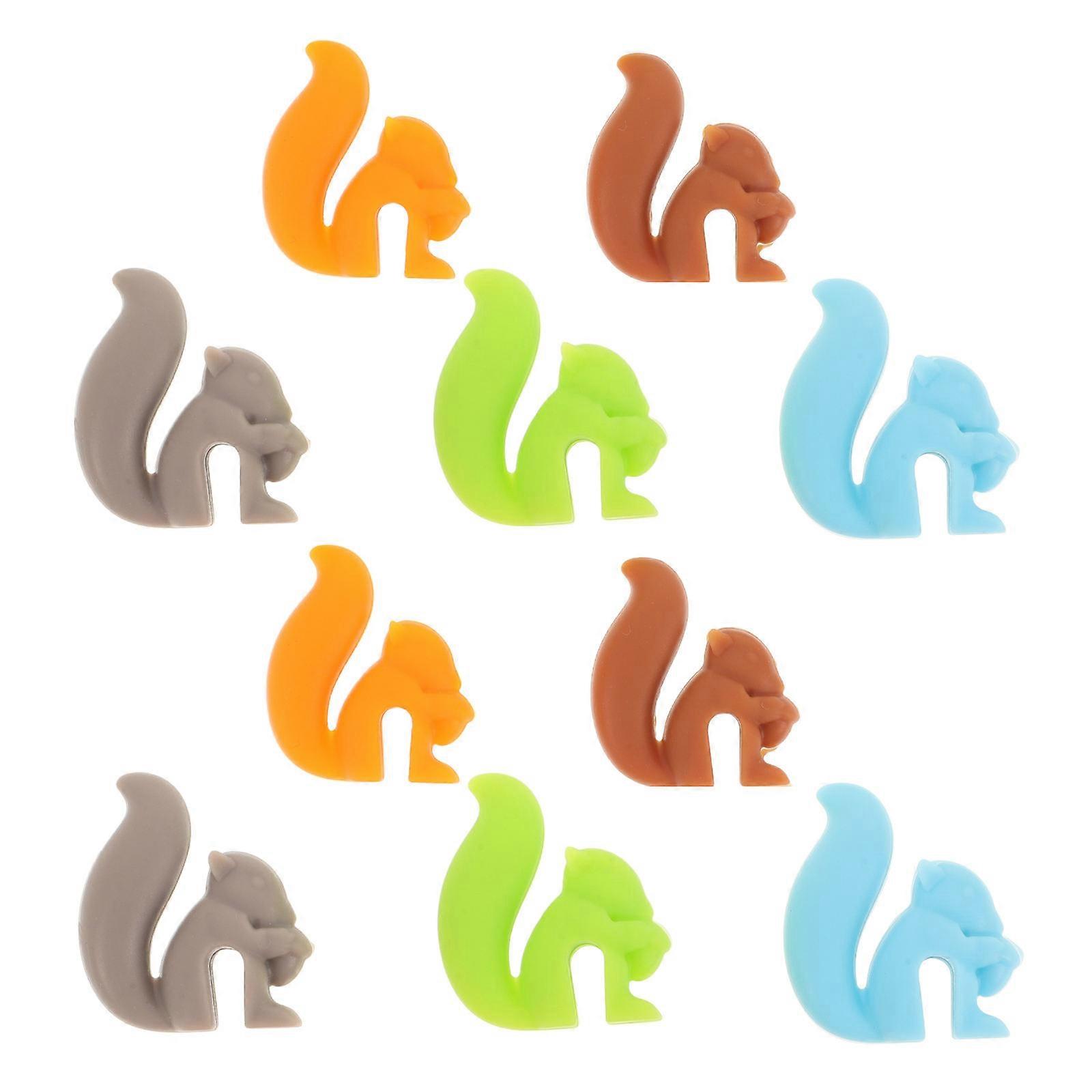 Glass Markers Squirrel Shape Tea Accessories For Family Blue 1.2×1×0.4in 10Pcs