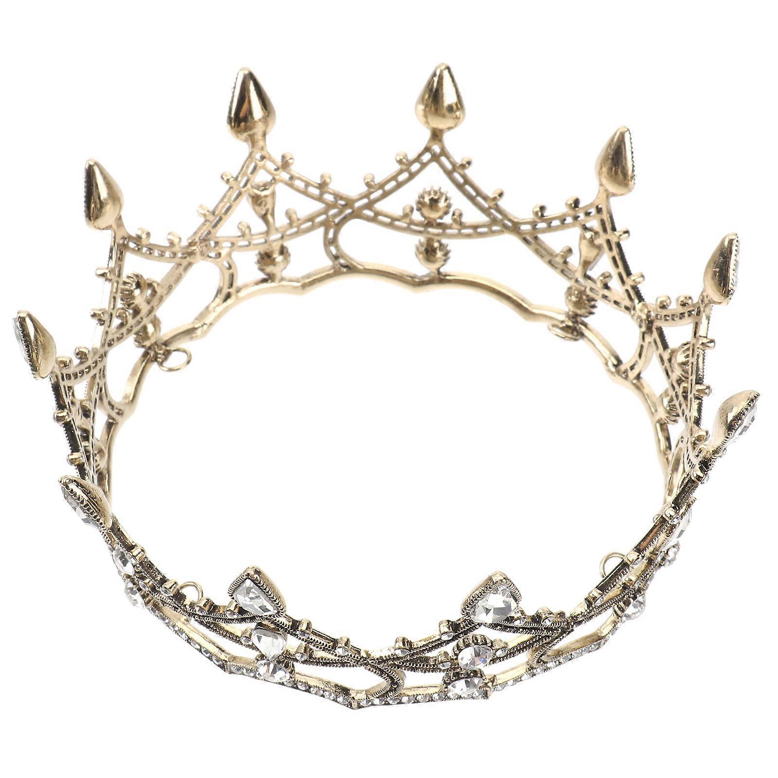 Rhinestone Crown Headband Γυναίκες Γάμος Νυφικό Αξεσουάρ Retro Design Queen Tiara Style 4.3×4.3×2.2In 1Pcs