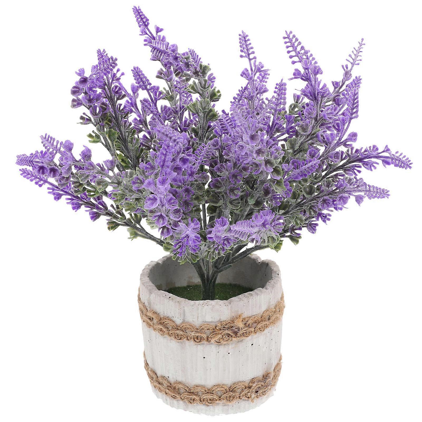 Elegant Simulated Lavender Bonsai Ornament – Faux Plant Decoration for Home, Office, Bathroom, Bedroom, Kitchen, and Balcony – Artificial Lavender
