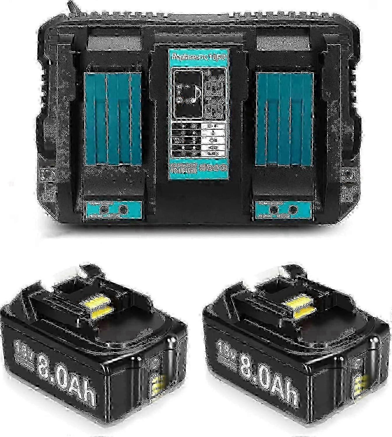 2Pack 8.0Ah BL1860B 18V Battery Replacement for Makita 18V BL1860 BL Fian Cordless Tools Lithium-Ion Rechargeable Power Pack