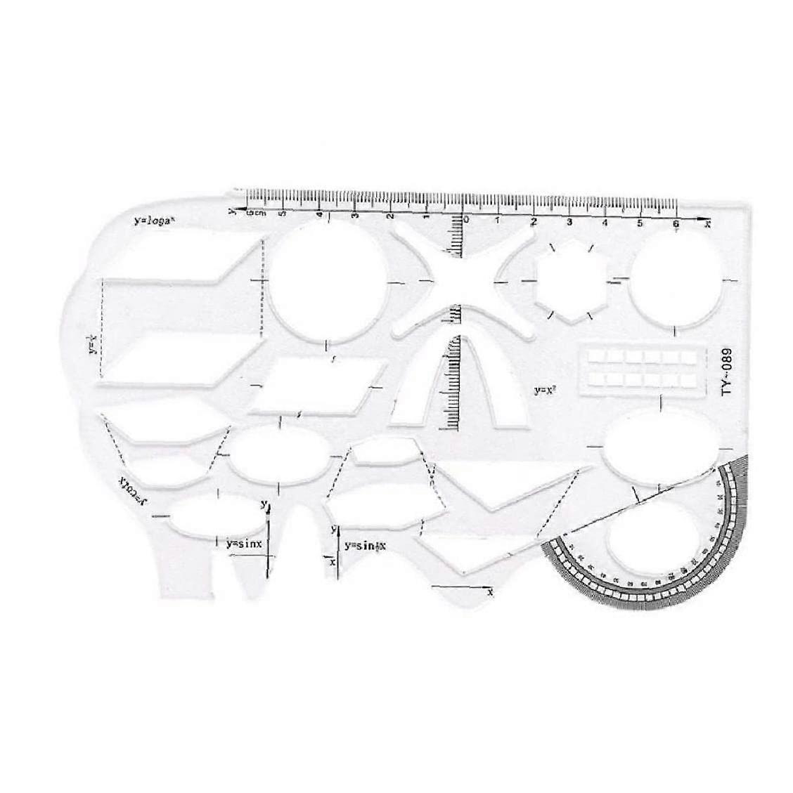 Multifunctional Drawing Ruler, MultiPurpose Geometric Ruler Protractor, Geometric Template Drawing Placeware, Drawing Ruler for School Office