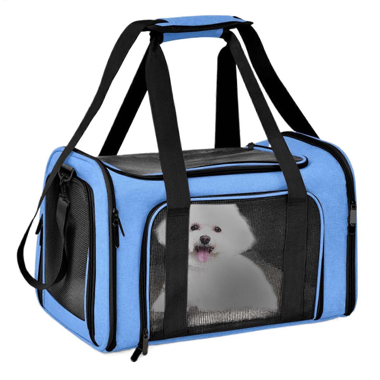 Cat Transport Box Small Lightweight Soft Kitten Carrier Foldable Travel Bag For Cats And Dogs Blue