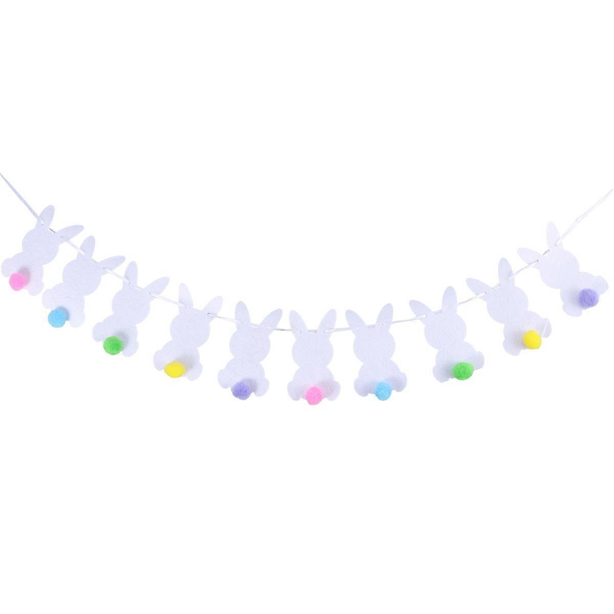 Cute Easter Banner with Rabbit Flags for Festive Decorations and Photo Backdrops White Nonwovens 2 5 Meters
