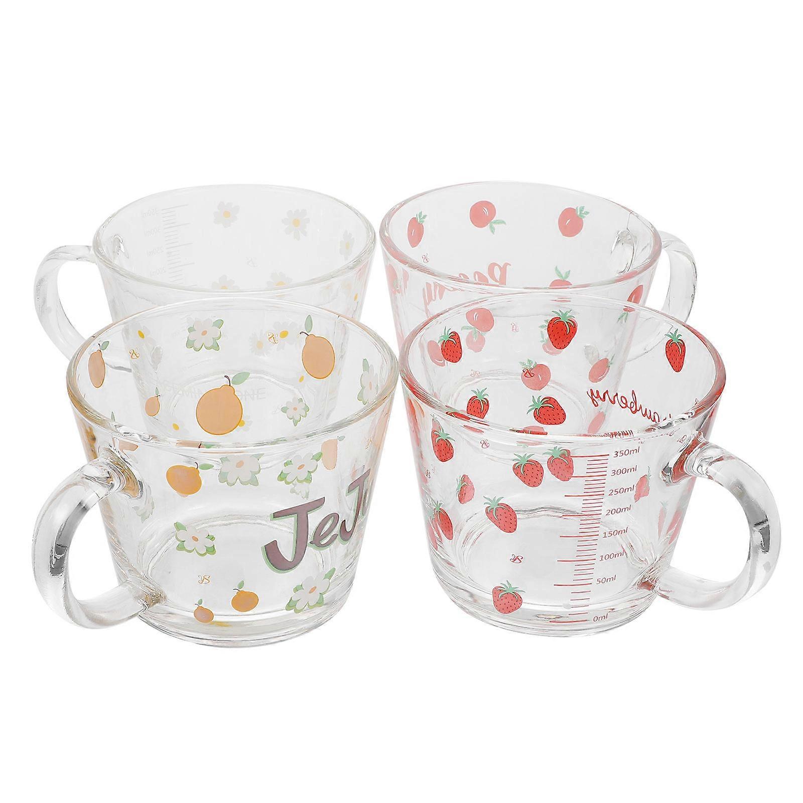 Colorful Drinking Glasses Fruit Print Glass Cup Healthy Transparency Multi-use 3.9×3.9×3.1in 4Pcs