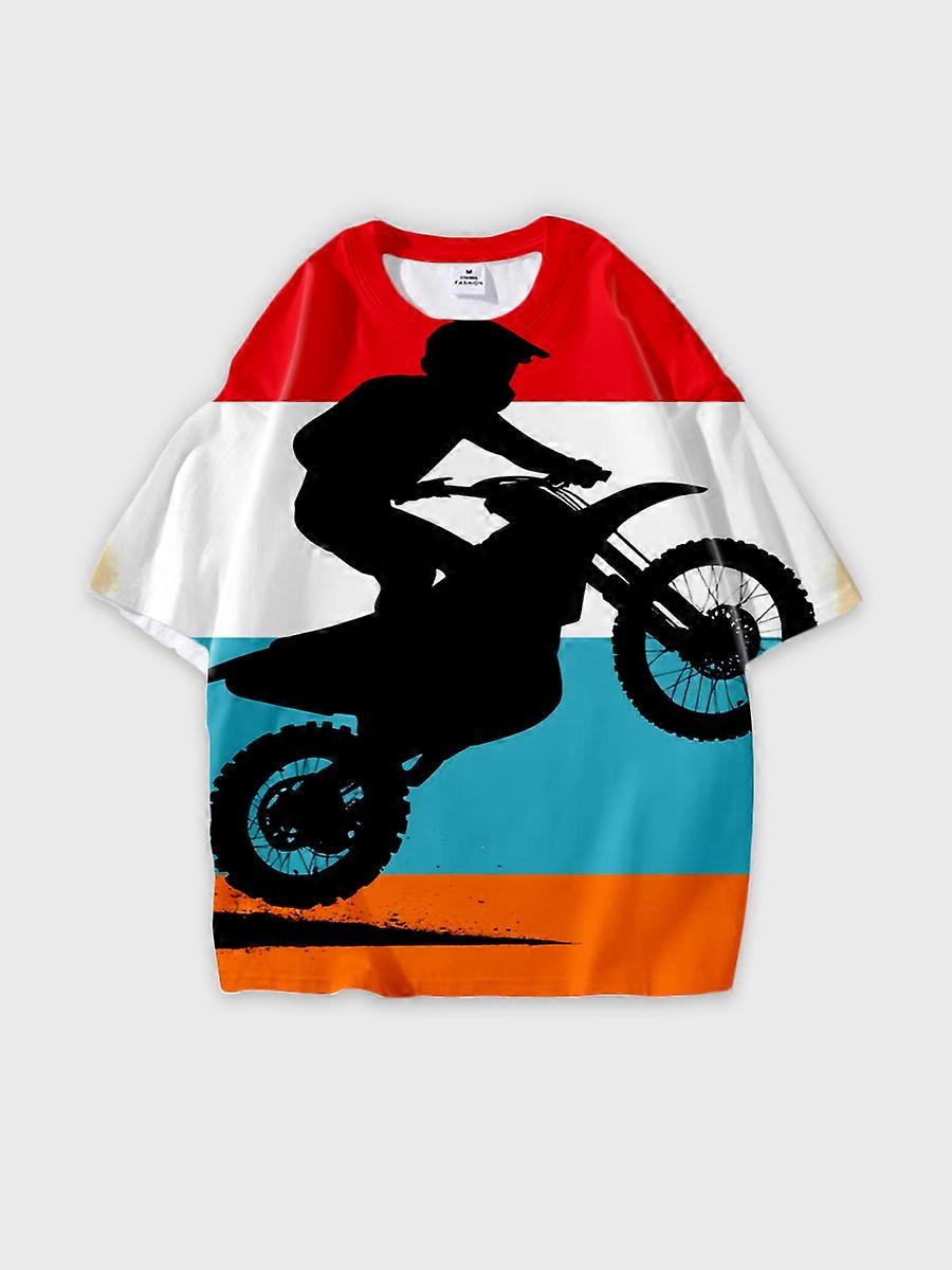 T-shirt round neck Pattern loose short sleeve E508