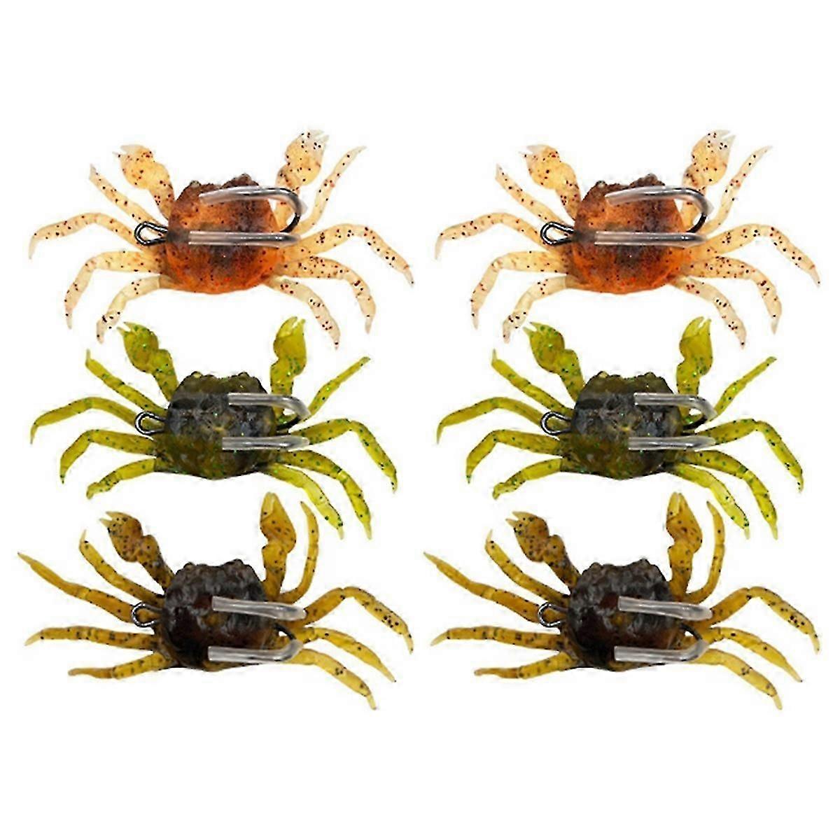 6pcs Cranka Crab Lure Crab Bait 3D Simulated Crab Soft Lure with Double Hooks for Fishing Accessorie