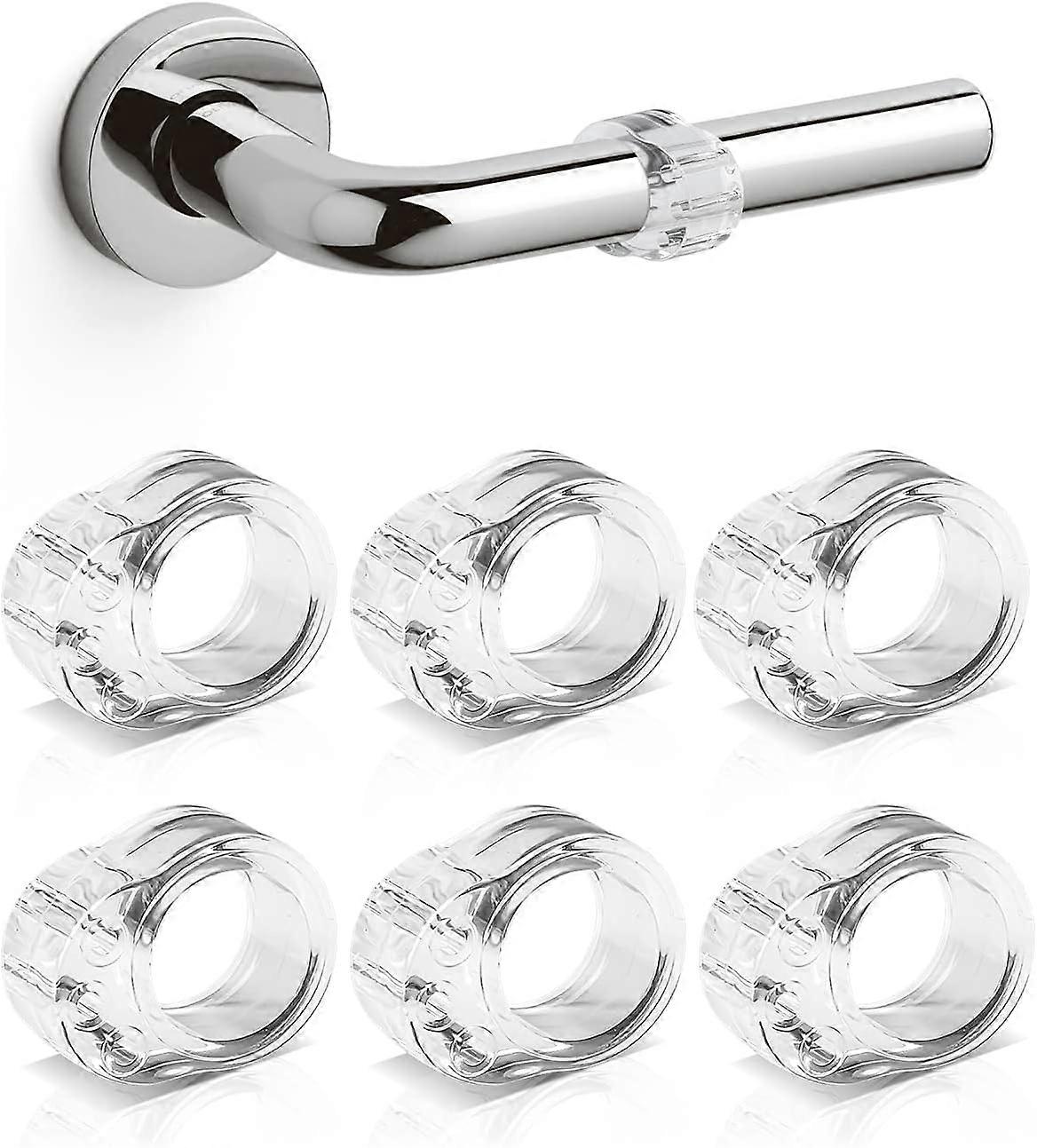 Set of 6 Elastic Buffer Door Handle, Transparent Door Stopper Latch, Door Handle Buffers, Fits Round And Square Handles