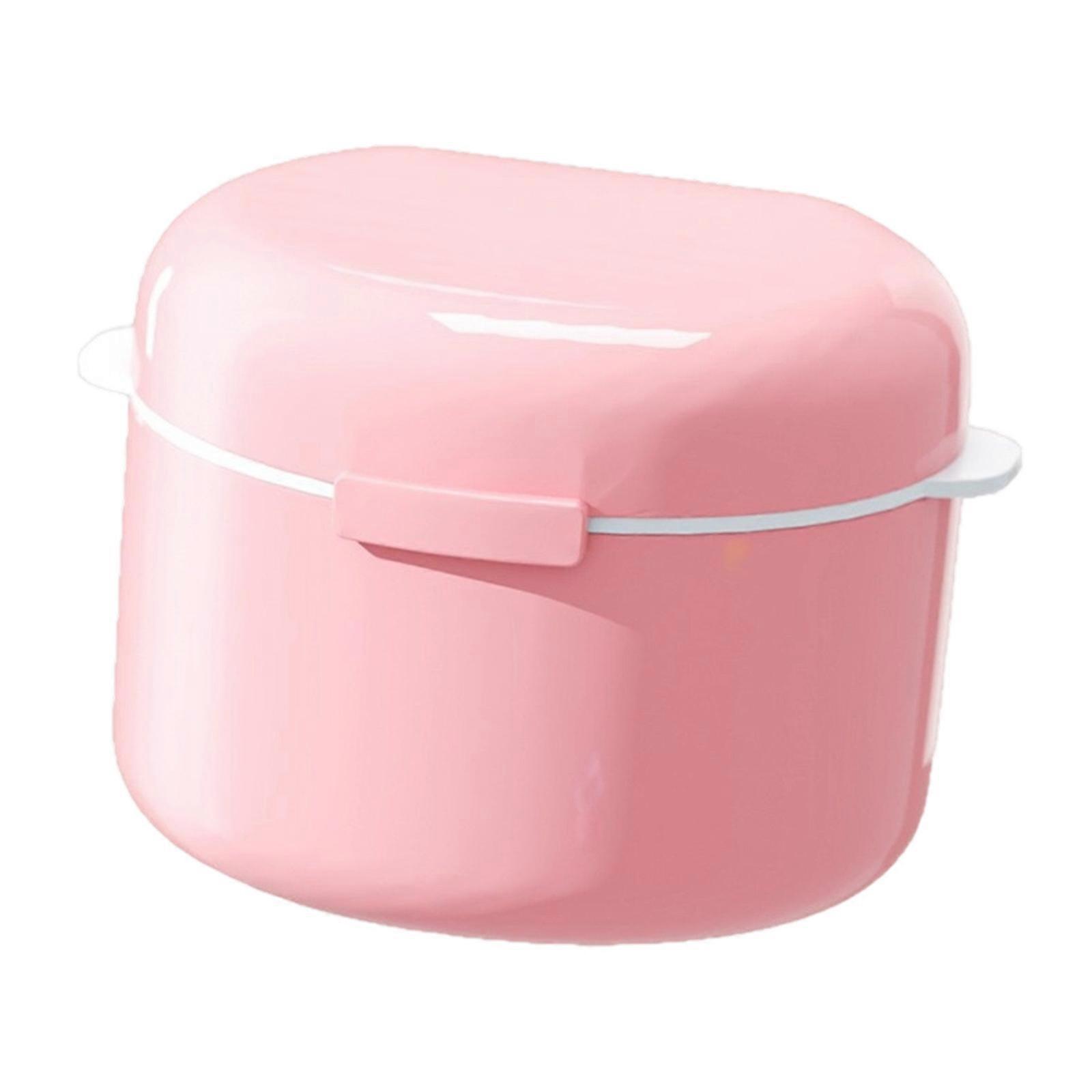Denture Storage Box Featuring Builts In Filter Screen Easy Cleaning PP Materials Leak Resistant Case For Orals Hygiene Maintenance Pink