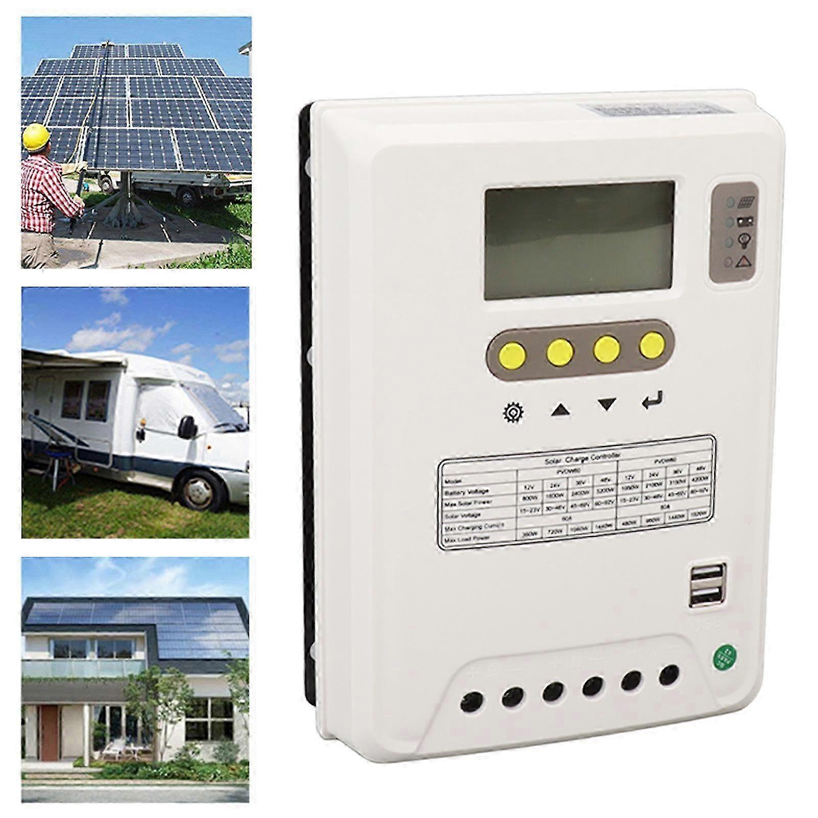 12V 24v 36v 48v Pwm Solar Charge Controller With Lcd Display Lithium Electric Activation Solar Panel Charge Regulator 120a
