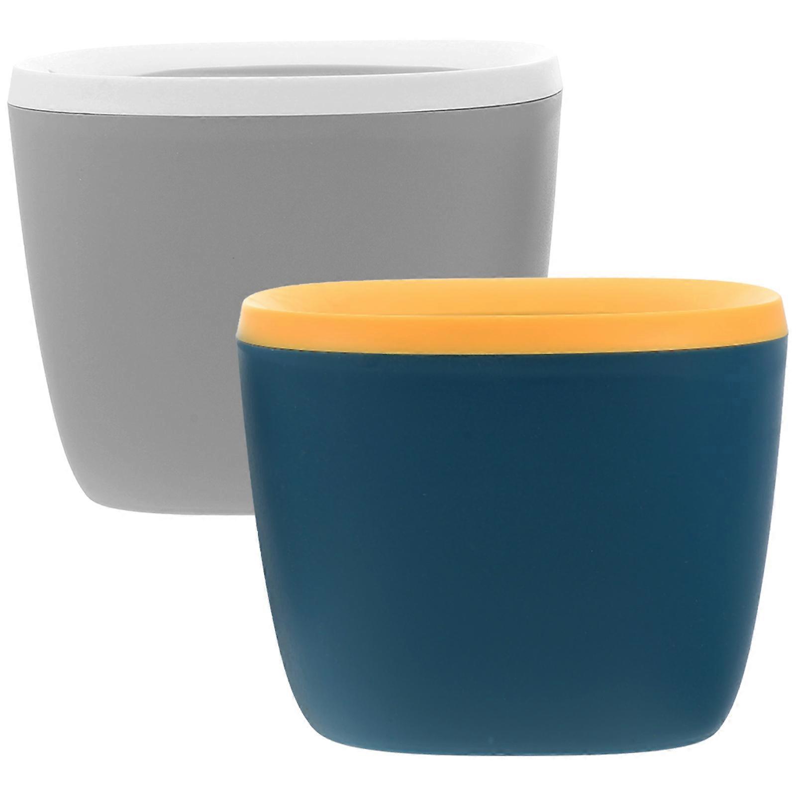 Mini Countertop Garbage Can Rectangular Shape Simple Design Office Use 14.8X14.8X12CM Organizing Items 2Pcs