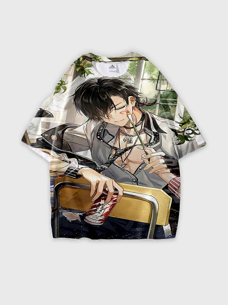 T-shirt round neck Role Pattern loose short sleeve E3490