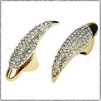 Set of 5 Gold Different Sizes Rhinestone Art Deco Fake Nails Diamond Long Gem Gorgeous Sophisticated Party Gig False Nails