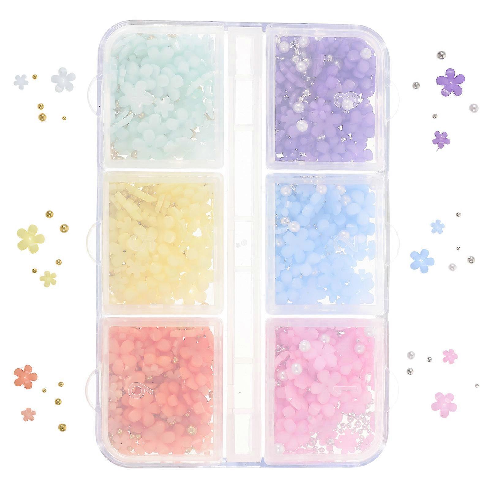 Flower Nail Charms in Assorted Colors Resin Material for Decorative Nail Art and DIY Designs at Home