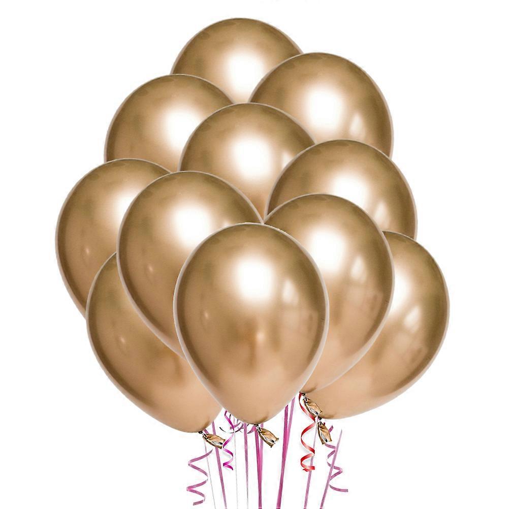50pcs 10 Inches Latex Thicken Balloons Metallic Ornaments Supplies Golden