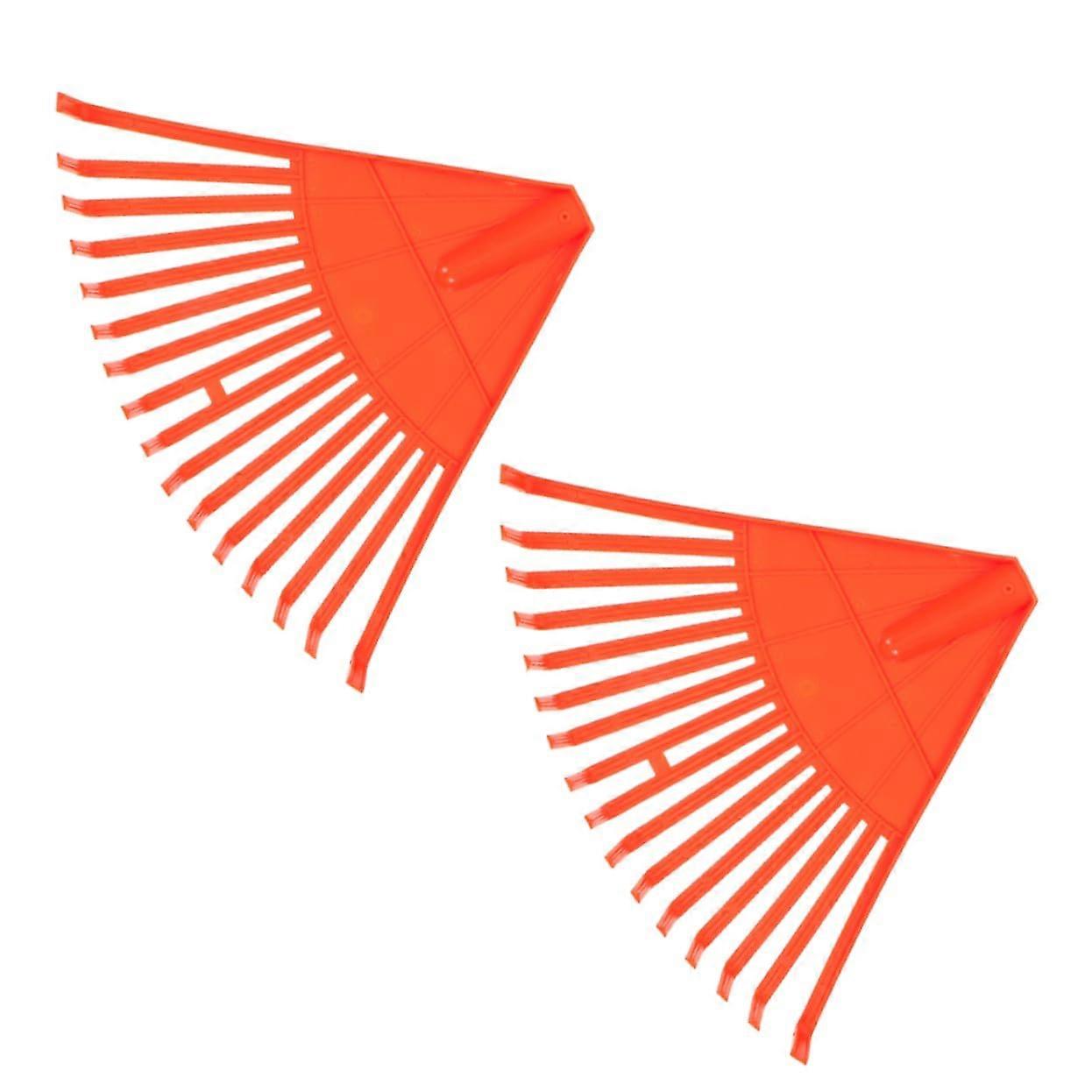 Garden Rake Set of 2 with Teeth for Efficient Leaf Raking, Weeding, Digging, and Transplanting, Orange Color