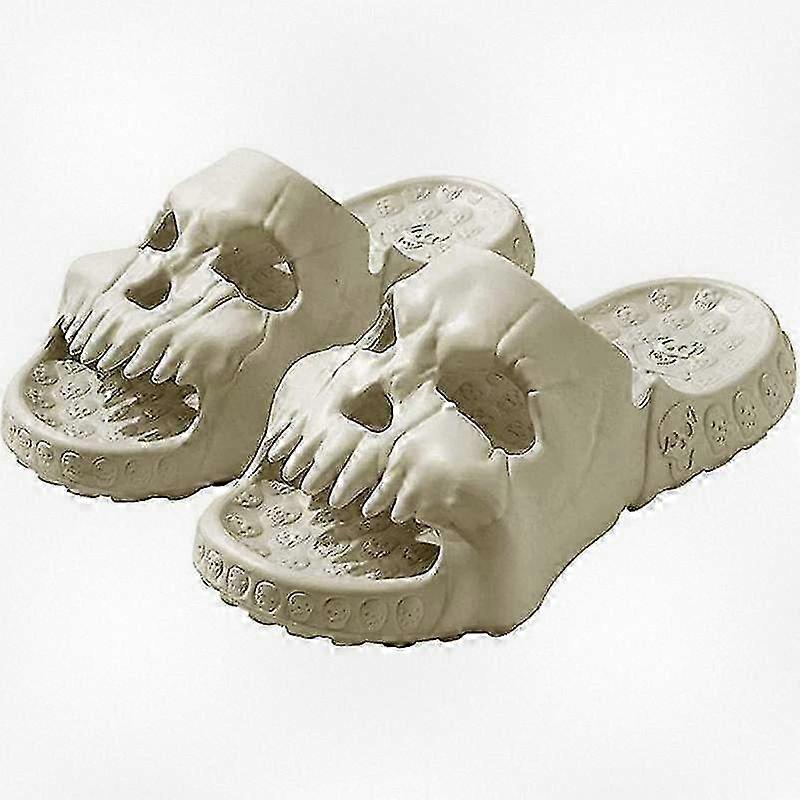 Skull Print Slides for Women and Men, Comfortable Non-Slip House Slippers
