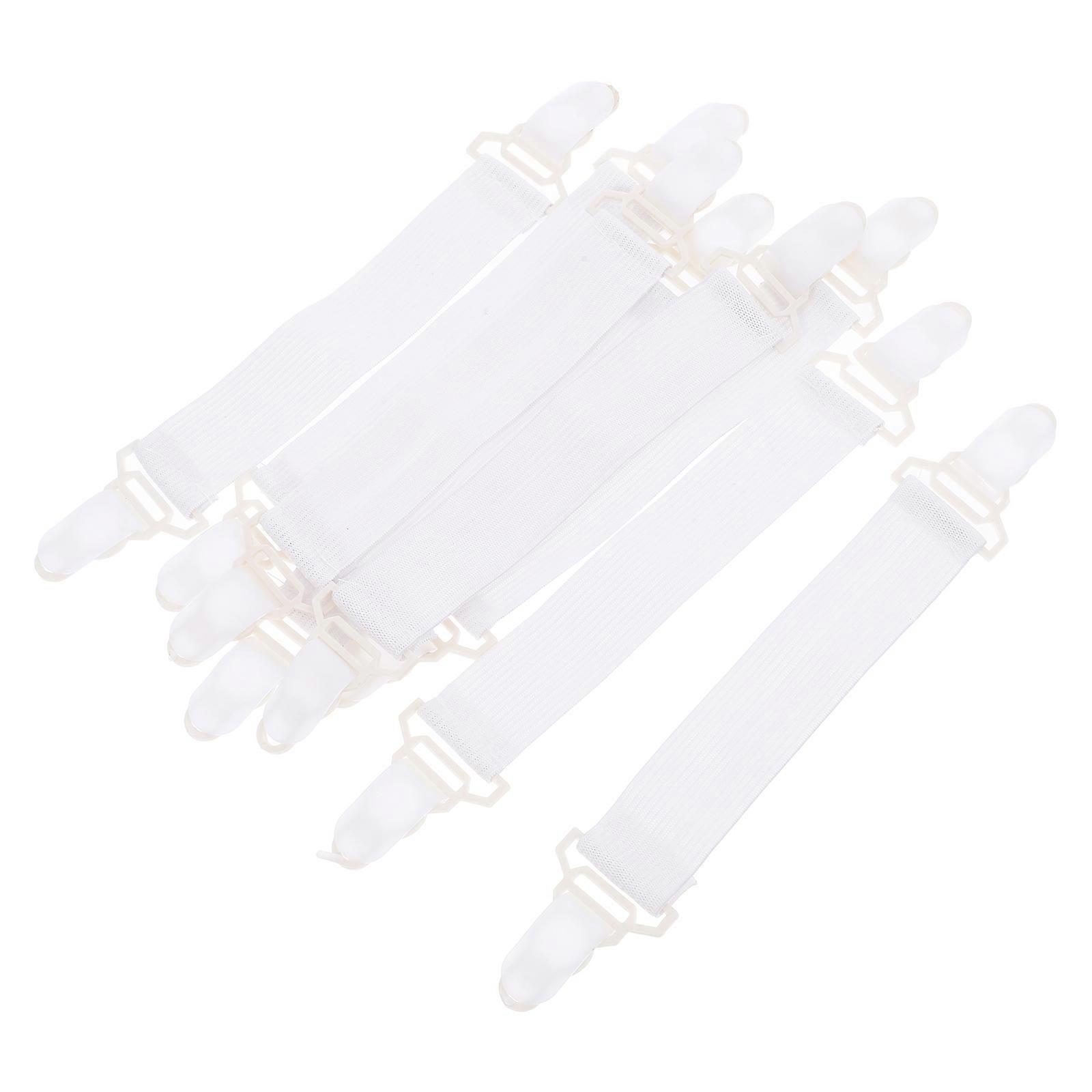Bed Sheet Grippers Fasteners Clips 8Pcs Non-Slip Design Suitable For Household Users Elastic Tablecloth Strap White