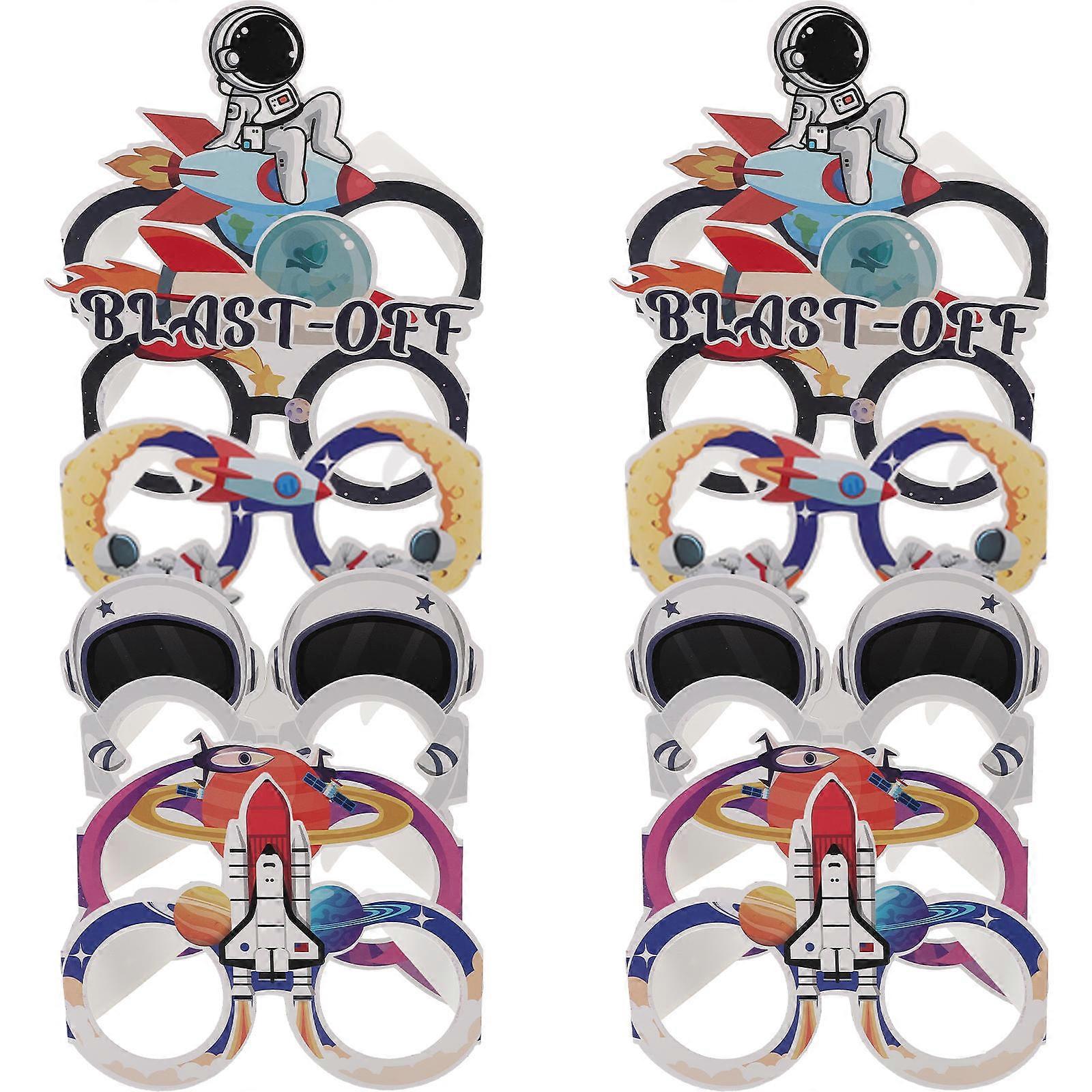 Outer Space Party Glasses in Assorted Colors Lightweight Paper Material for Fun Photo Props and Decorations 12pcs